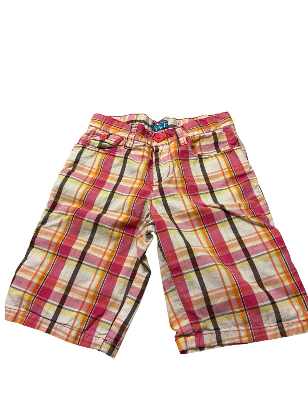The Children's Place Pink, Yellow & Cream Plaid Shorts